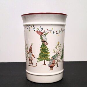 NEW RARE Pottery Barn Forest Gnome Utensil Crock NIB